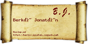 Berkó Jonatán névjegykártya